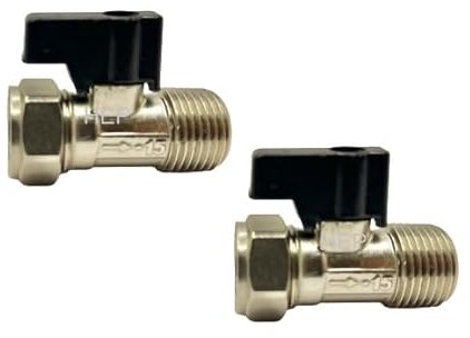 hep® 15mm x 1/2 Male Flat Faced with Lever Matt Chrome Service Isolationg Valve Suitable for Flexi Hose Pipes to Toilet, Basin, Kitchen Pack of 2