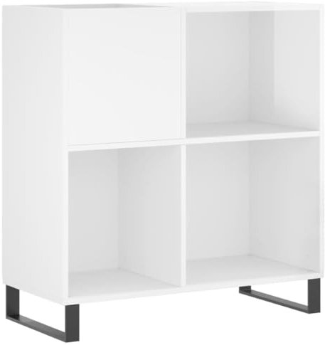 vidaXL Mobile Porta Dischi Bianco Lucido 84,5x38x89 Legno Multistrato