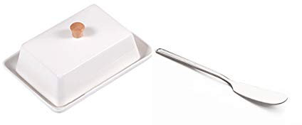 Butter Dish Ceramic Butter Dish Simple Butter Tray with Lid Butter Container with Knife Butter Container Set Suitable for Family Hotel Restaurants, Etc. Butter Container ( Color : B , Size : M )