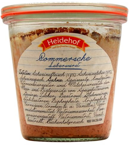 6x Heidehof Pommersche Leberwurst 200g Weck Glas