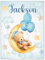 SearchI Babydecke mit Name Personalisierte Weich Kuscheldecke Kinder Namensdecke Tier Bär Individuelle Baby Decke Geschenke(130x150cm,Mondbär)