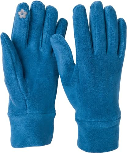 styleBREAKER Damen Touchscreen Fleece Handschuhe Einfarbig, warme Fingerhandschuhe, Winter 09010047, Farbe:Petrol