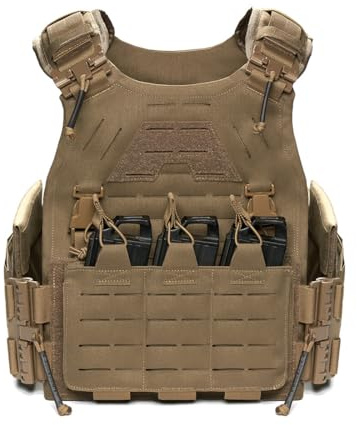GOUX Gilet Tactique, Gilet de Combat Militaire Veste Porte Plaque Ajustable Airsoft Gilet, Gilet Tactique Airsoft pour Jeux de Guerre, Chasse
