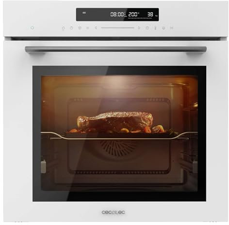 Cecotec Four encastrable 60cm Bolero Hexa SM406000 Glass White A+. 2900W, 72L, 12 Fonctions, Steak Master, Pizza Master, Steam Assist, Steam EasyClean, Mode Eco, Décongélation, Minuterie électronique