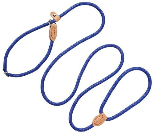 Slip Leash 5 Ft Rope Leash for Small to Large Dogs, No Pull Dog Training Leads, Blue Puppy Training Leads