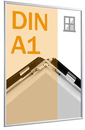 SPRINTIS Fenster-Klapprahmen A1 in Silber, selbstklebender, doppelseitiger Klapprahmen aus Aluminium, inklusive Konterrahmen für den Außeneinsatz