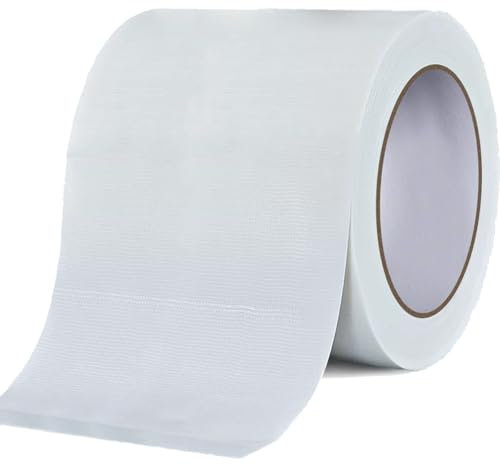 Rusoz Gaffer Blanc De Réparation 75mm x 20m Ruban Adhésif Toilé Extra Fort Duct Tape Large d'étanchéité Imperméable en Tissu Coloré Pour Réparer, Consolider, Colmater, Connecter