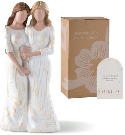 Storieme Bestie Friend Gifts for Women: Sister Gift for Friendship Christmas Birthday - Hand-Painted Arm in Arm Sisters Figurine