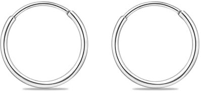 Kleine Creolen Silber 8 mm für Damen - Zarte Mini Hochglanzpolierte Knorpel Kreolen - Leichte Ohrringe aus Chirurgischem Stahl für Herren