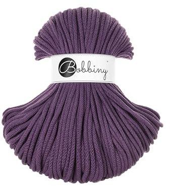Bobbiny Premium Baumwoll-Flechtschnur - 5mm x 100m - Vielseitige Makramee-Kordel für Stricken, Weben, DIY-Basteln und Heimdekoration - Hochwertige Bunte Bastelschnur - Violet