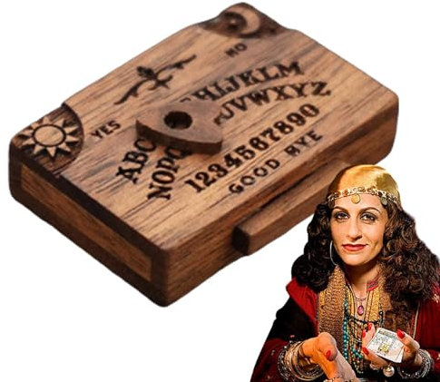 Jvjggag Planche à spiritueux miniature, petite planche Ouija avec tiroir, planche Ouija en bois faite à la main, petite planche à spiritueux décorative avec planchette, planche à spiritueux parlante