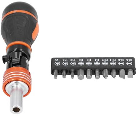 Tournevis Dynamométrique, Tournevis à Cliquet 10 en 1, Réglage de la Poignée par Bouton, Jeu de Tournevis