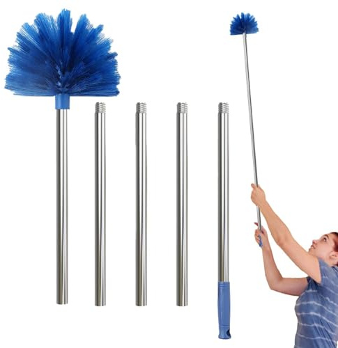 Spinnennetz-Staubwedel – Bürstenverlängerungsstange, Reinigung von Spinnennetzen | Spinnennetz-Bürste mit langer Stange, Spinnennetz-Entferner zum Reinigen von Decken, Spinnennetz-Staubwedel mit biegb