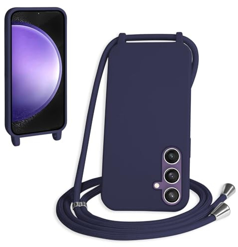 WenBaby Handykette für Samsung Galaxy A16 Hülle mit Band,Handyhülle mit Schnur zum Umhängen Silikon Seil Necklace Schutzhülle mit Kordel Tasche Case TPU Bumper - Marineblau