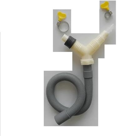 DEFESVCA Adattatore a T di drenaggio raccordo for tubo di drenaggio for scarico lavatrice asciugatrice, Colore: Rosso Metallizzato, Lunghezza tubo 0.3 m, 1 pezzo