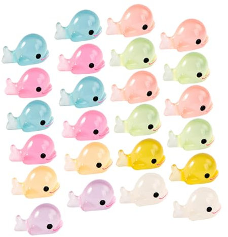 Happyyami 40stücke Miniature Delfin Figuren Nachtleuchtende Resin Dekoration Für Bonsai Und Aquarien Mini-Tiere Farben Deko Und -projekte