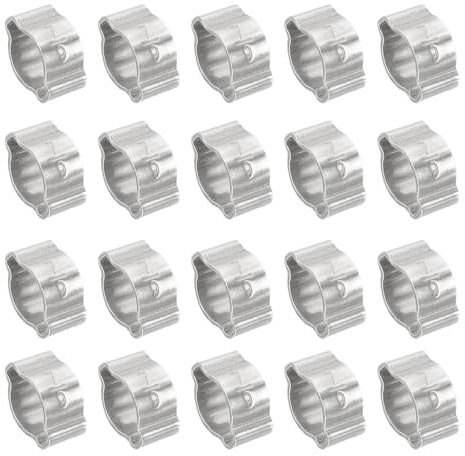 PATIKIL 20 Pack 7-9mm Double Ear Hose Clamp, 304 Stainless Steel O Clip Crimp Rings for Fuel Petrol Pipe Tube Fitting Connections, Silver Tone