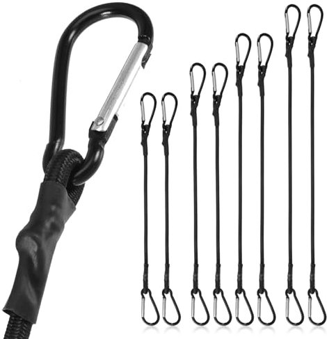 DHFUCNKO 8Pcs Spanngummi mit Karabiner, 4 Größen Expander mit Karabinerhaken, Spanngurte mit Haken, Starker Gepäckspanner, Gummispanner mit Haken für Camping Gepäck Reisen