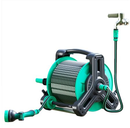 Buhelyc Avvolgicavo Vuoto Avvolgitubo Acqua Avvolgitubo da Giardino Senza Tubo per Giardini, Campeggi o Balconi 1/2in 40m