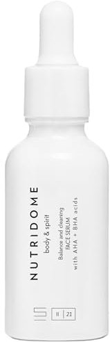 Nutridome Body & Spirit - Gesicht Peeling mit AHA + BHA Säuren 30% - 30 ml - Anti-Akne Serum, Gesichtsreinigung, Reguliert die Talgproduktion, verkleinert die Poren und beruhigt, Aloe Vera, Panthenol