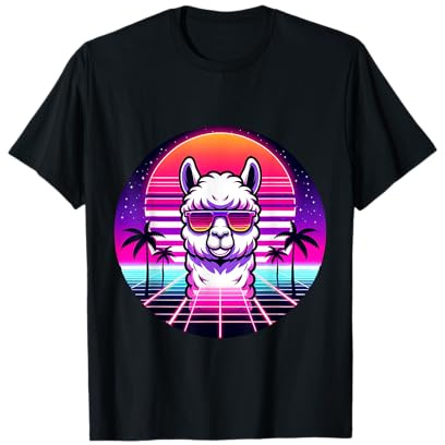 Lama fluo avec lunettes de soleil années 80 T-Shirt