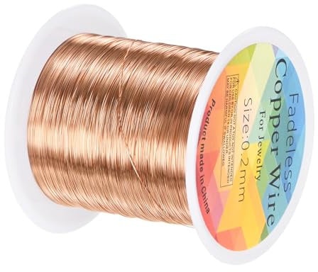 M METERXITY 0.2mm Jewelry Wire, 32 Gauge 328FT Craft Wire Copper Beading Wire for Jewelry Making/Planting/Weaving/DIY Crafting, Soft Metal Wires [100M, Copper Tone]