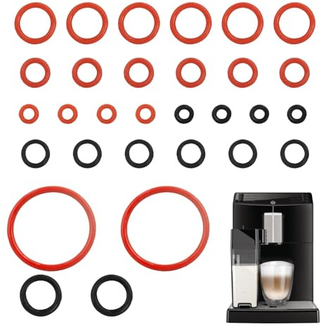 30 Joints à O - Accessoire pour Machine à Café Super-Automatique, Compatible avec Philips Saeco, Pour Groupe de Brassage, Valves de Support, Sortie et Vapeur