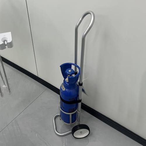 SRNSAEB Aluminium Medical Oxygen Cylinder Cart, Rolling Wheeled Trolley for Gas Tank Co2 Nitrogen Hydrogen Tanks Heavy Duty Gas Cylinder Carrier with Fix Chains & Wheels(12.5cm (4 9/10in))