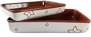 Akinda Home set 2 pirofile rettangolari terracotta decorata teglia forno rustica stoviglie cucina