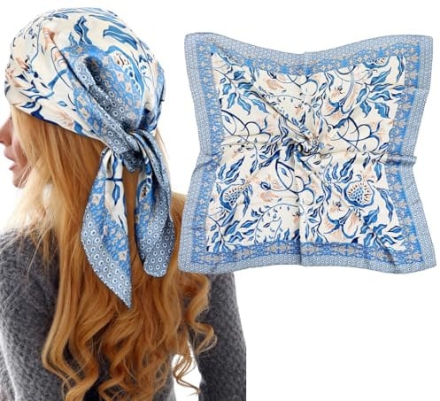 LXUEJIE Bandana Damen, 70x70cm Quadratisches Kopftuch Satin Kopftuch Große Schals Bandanas Kopftücher Halstuch Haarschmuck