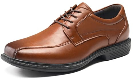 HEEZ Zapatillas Vestir Hombre Zapatos Oxfords Derby Cordones Clásico Zapatos de Traje Punta Cuadrada Cómodos Formales Boda Zapatillas Piel Negocios Negro Marrón