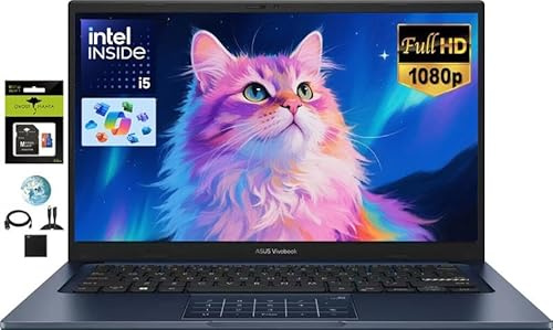 ASUS Vivobook - Computer portatile FHD da 14, Intel 10-Core i5-1334U (Beat i7-1250U), 12 GB di RAM 256 GB SSD, NumberPad, batteria a lunga durata, webcam privata, laptop Windows 11 per studenti