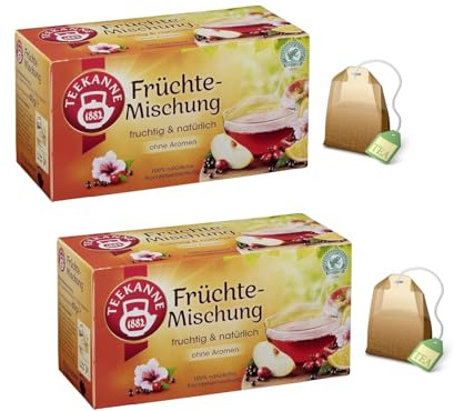 Pompadour | Teekanne | Infuso Frutta Mista Senza Caffeina | Tisana Fresca e Profumata Mela Ibisco Rosa Canina Arancia Sambuco - 2 x 20 Filtri (120 Gr)