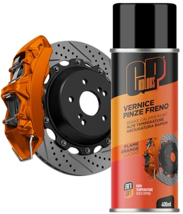 GP KOLORS Vernice Spray per Pinze Freno, Arancione, 400ml, Resistente Alte Temperature Fino a 390°C, Smalto Professionale per Tuning Auto e Moto (Finitura Lucida, Flame Orange)