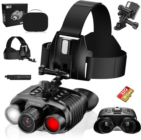 Nachtsichtgerät 4K 36MP mit 8X Digitalem Zoom Infrarot Fernglas | 7-Stufiges Nachtsicht, 3 HD-Display, 4500mAh Wiederaufladbar, IP54 Wasserdicht, 32GB TF Karte