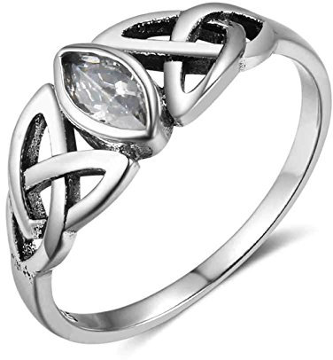 Bishilin 925 Sterling Silber Silber Ringe Damen Keltische Knoten mit Zirkonia Eherring Verlobungsring Partner Silber Gr.52 (16.6)