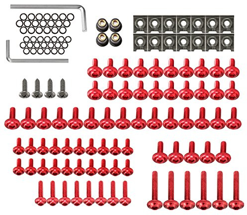 Alamor 137Pcs Carénage Kit Boulon De Fixation Vis Écrou pour Sportives Moto - Rouge
