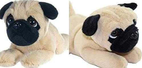 Stofftier Hund Mops Welpe klassisch, Plüschhund liegend, ca. 30 cm