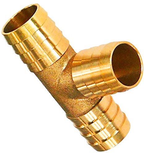 MegaHaustechnik T Schlauchverbinder aus Messing Schlauchtüllen Außendurchmesser 13mm 1/2 Zoll Reparatur Röhrchen Gartenschlauch Verbinder Stück für Wasser Luft Öl Benzin Kraftstoff Leitung