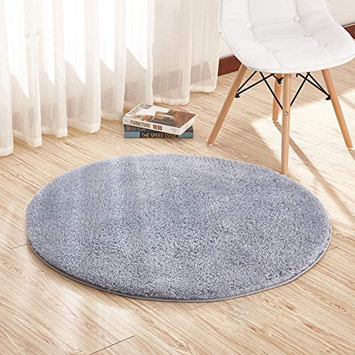 Faux Lammfell Teppich Lamm Samt runden Teppich Fitness Yoga Matte Computer Stuhl Kissen Schlafzimmer Wohnzimmer Teppich,blau grau,160cm im Durchmesser