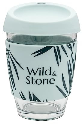 Wild & Stone | Tasse à Café Réutilisable en Verre | 100% Étanche | Écologique | Grande Capacité 350 ml | Pour Voyage