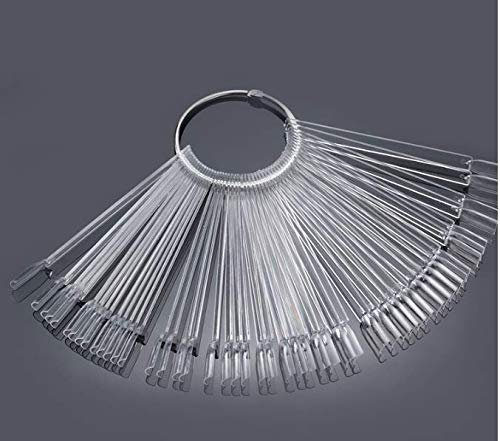 50pcs Muestras Mostrador Display Exhibidor de Uñas Postizas para Pintar, Practicas Arte, Tips Expositor de Esmalte Color Transparente con Anillo