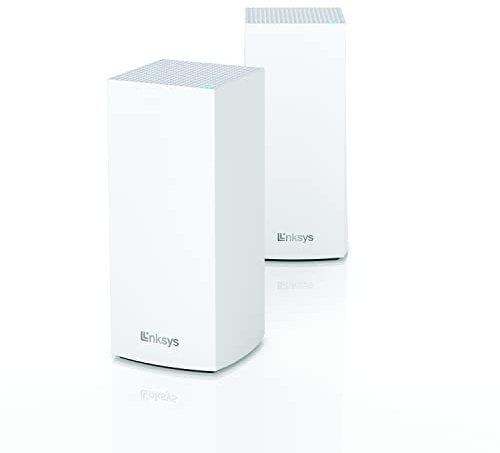Linksys MX8000 Velop Mesh WiFi 6 System: AX4000, Tri-Band Wireless Network for Full-Speed Home Coverage, 5,400 sq ft Range (White, 2-Pack)