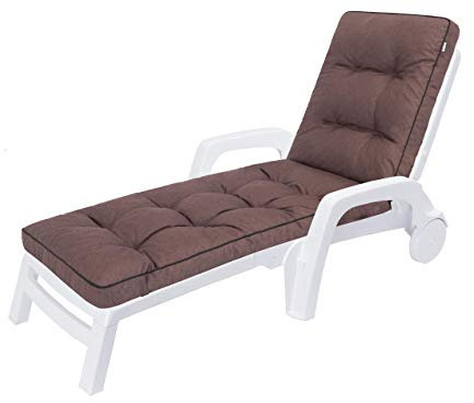 HOBBYGARDEN Auflagen für Deckchair, Liegenauflage, Gartenliege Auflage 201x55x8 cm Bequeme Polsterauflage für Sonnenliege, Liegestuhl, Kissen in Braun