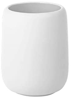 blomus -SONO- toothbrush tumbler, toothbrush holder, ceramic bathroom tumbler, white, 300 ml (H 9cm/W 9cm/L 12 cm I 66275)
