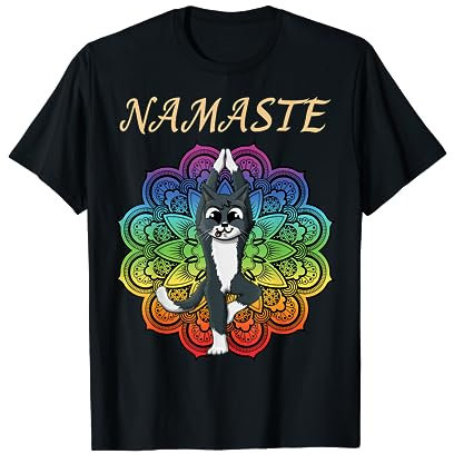 Lustige Yoga Katze Vrikshasana Mandala Namaste T-Shirt