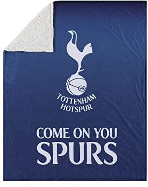 FOCO Offizielles Lizenzprodukt Tottenham Hotspur Slogan Sherpa Plüsch-Überwurfdecke