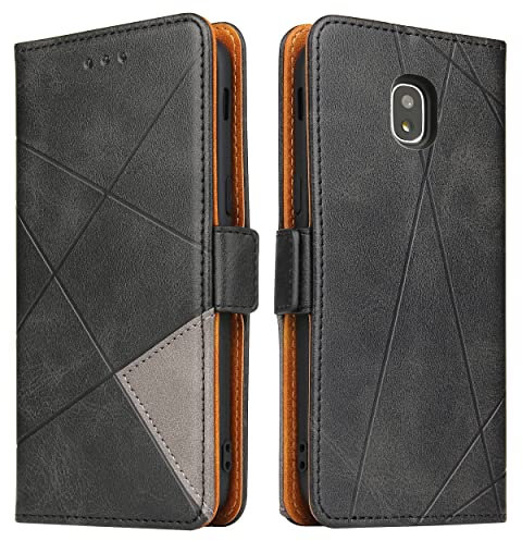 BININIBI Hülle für Samsung J3 2017, Klapphülle Handyhülle Schutzhülle für Galaxy J3 (2017), Lederhülle Handytasche mit [Kartenfach] [Standfunktion] [Magnetisch] für Samsung Galaxy J3 2017, Schwarz