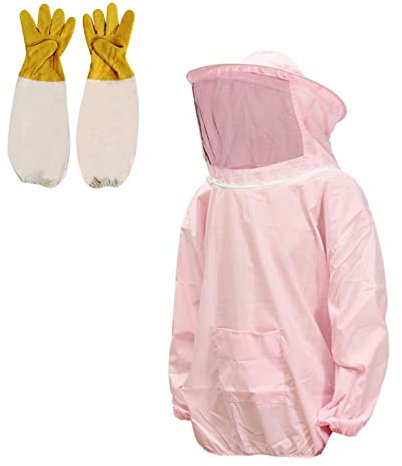Professionelle Imkerjacke,Imkerkleidung in Qualität.Bienenzucht Schleier Imkeranzug mit Schleier imkereibedarf, imkerjacke, ausgezeichneter Schutz für Imker (Rosa)