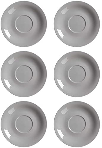 Ritzenhoff & Breker Doppio Jumbountertassen, 6er Set, Grau, ø 17 cm, XXL Milchkaffee Unterteller, Untere aus Porzellan, Buntes Mix & Match Geschirr, Spülmaschinengeeignet